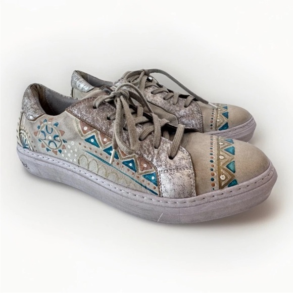Karma of Charme naïf Hand Painted Lace Up Sneakers Shoes Size 38 - Picture 2 of 10